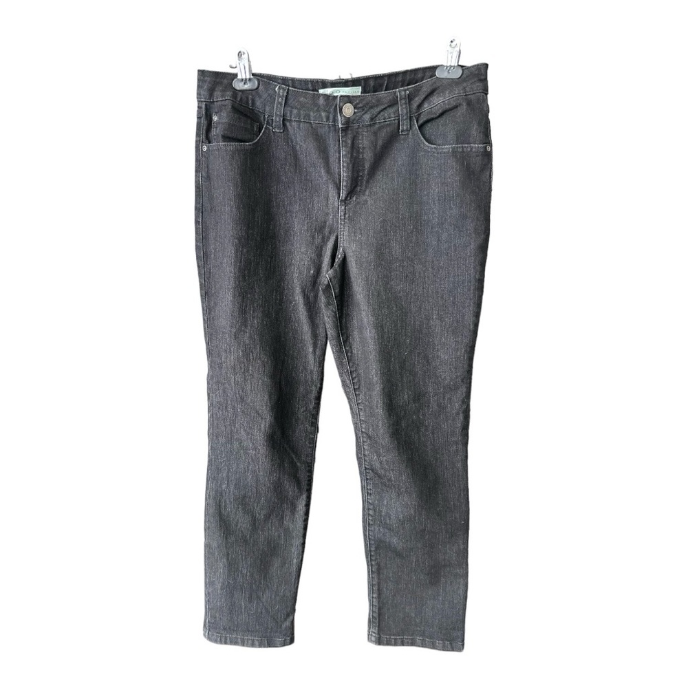 CLEO Petites Black Denim Straight Leg Stretch Jeans Size 12